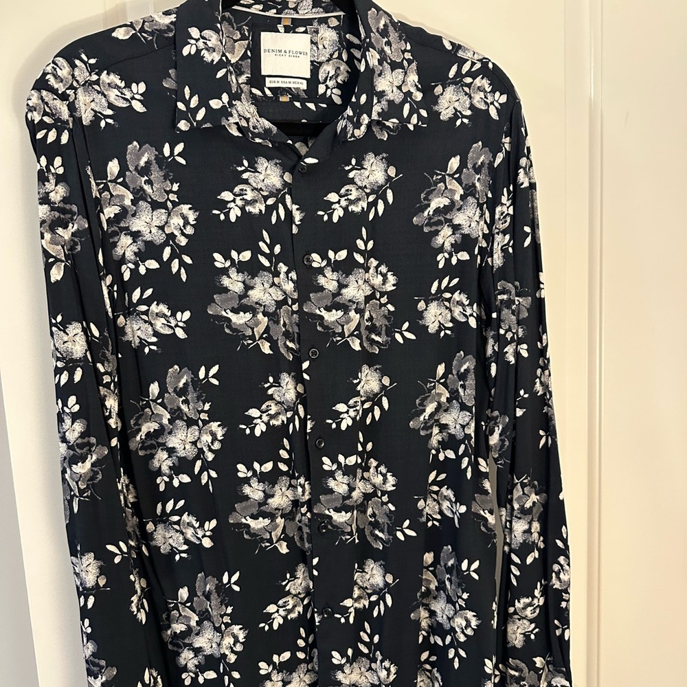 Men’s Denim & Flower Navy and White Floral Shirt